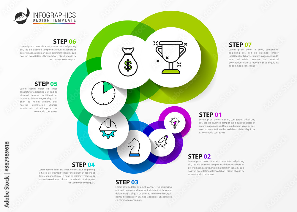 Naklejka premium Infographic design template. Creative concept with 7 steps
