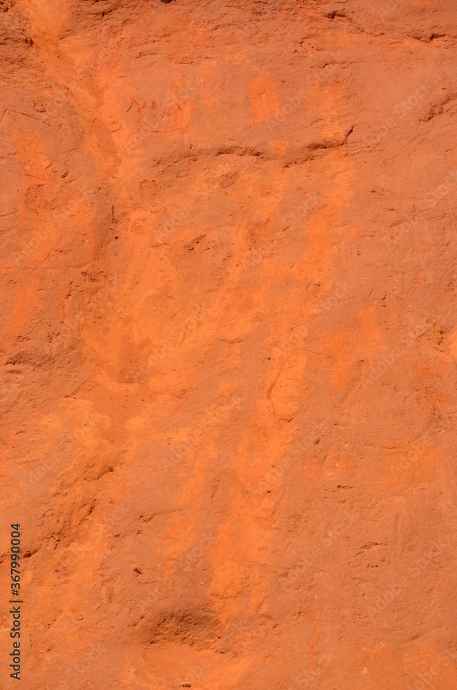Ocher quarries (Les Ocres) in Roussillon, Provence, France, closeup of a rock, Luberon Nature Reserve, a sunny day in summer Ocher quarries (Les Ocres) in Roussillon, Provence, France, closeup of a rock, Luberon Nature Reserve, a sunny day in summer