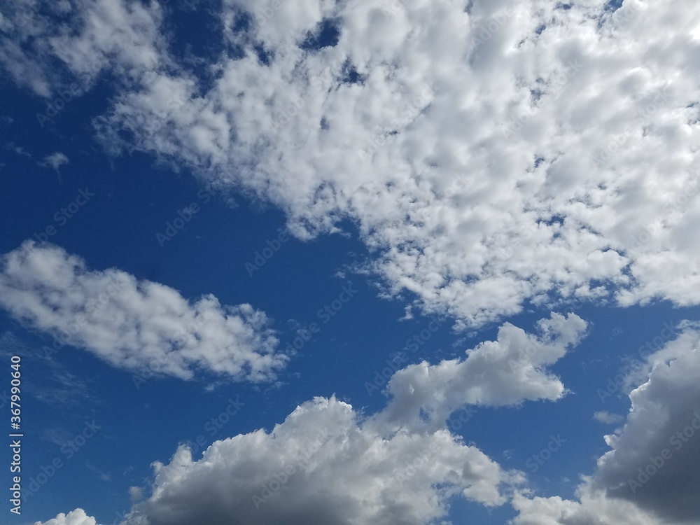 Fototapeta premium 晴れ・青空（紺碧）・朝、昼・高積雲（ひつじ雲）・雲6割 (2)Sunny, blue sky (azure), morning, daytime, altocumulus (sheep cloud), 60% cloud (2)