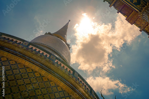 Bangkok, Thailand, July 10, 2020 Wat Rajabopit, Ancient beautiful temple, Thai traditional temple, Mosaic temple. Tourist attraction.  photo