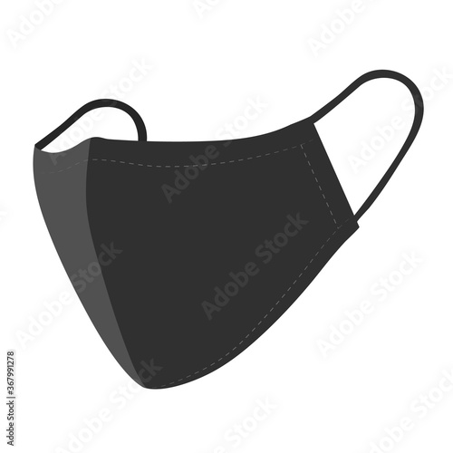 Black face mask, protection and safety medical mask vector