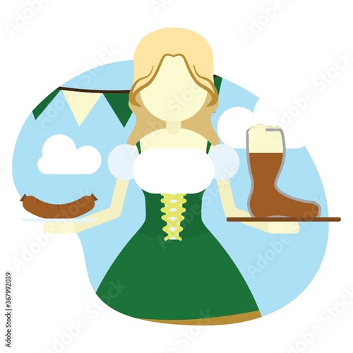 girl holding sausage and boot