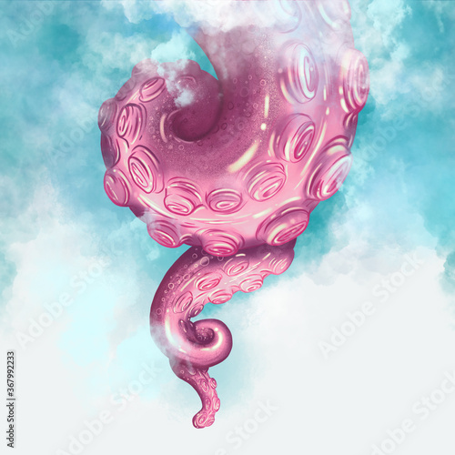 pink drawing octopus illustration from sky photo