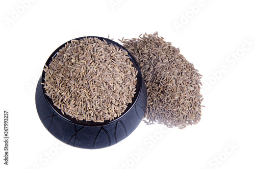 indian spices cumin seeds isolated.