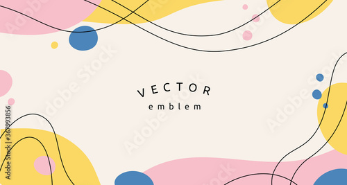 Vector abstract creative background in minimal trendy style with copy space for text and modern art shapes - digital collage, horizontal design template for social media and websites 