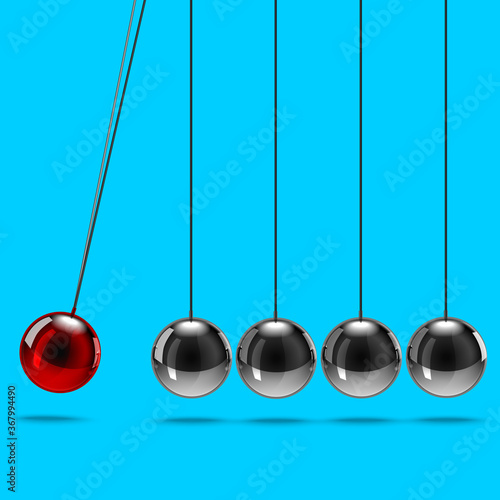 Realistic 3d Detailed Metallic Newtons Cradle. Vector