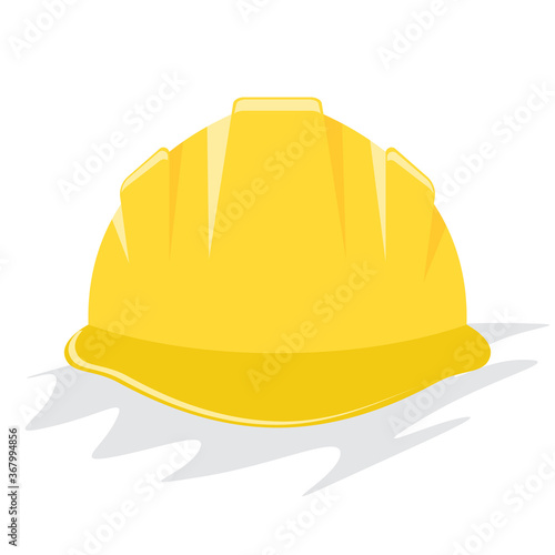 Yellow helmet or construction hardhat. Flat and solid color vector illustration.