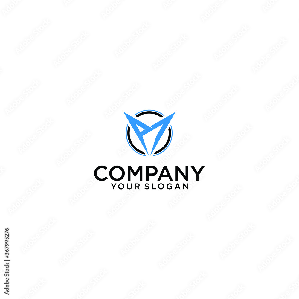 Initial Letter PM Linked Triangle Design Logo Initial Letter PM Linked Triangle Design Logo