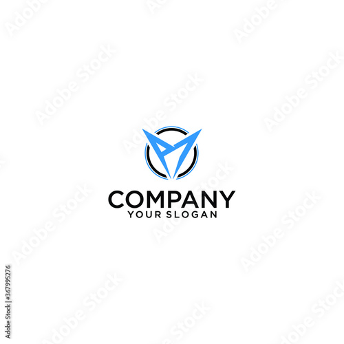 Initial Letter PM Linked Triangle Design Logo