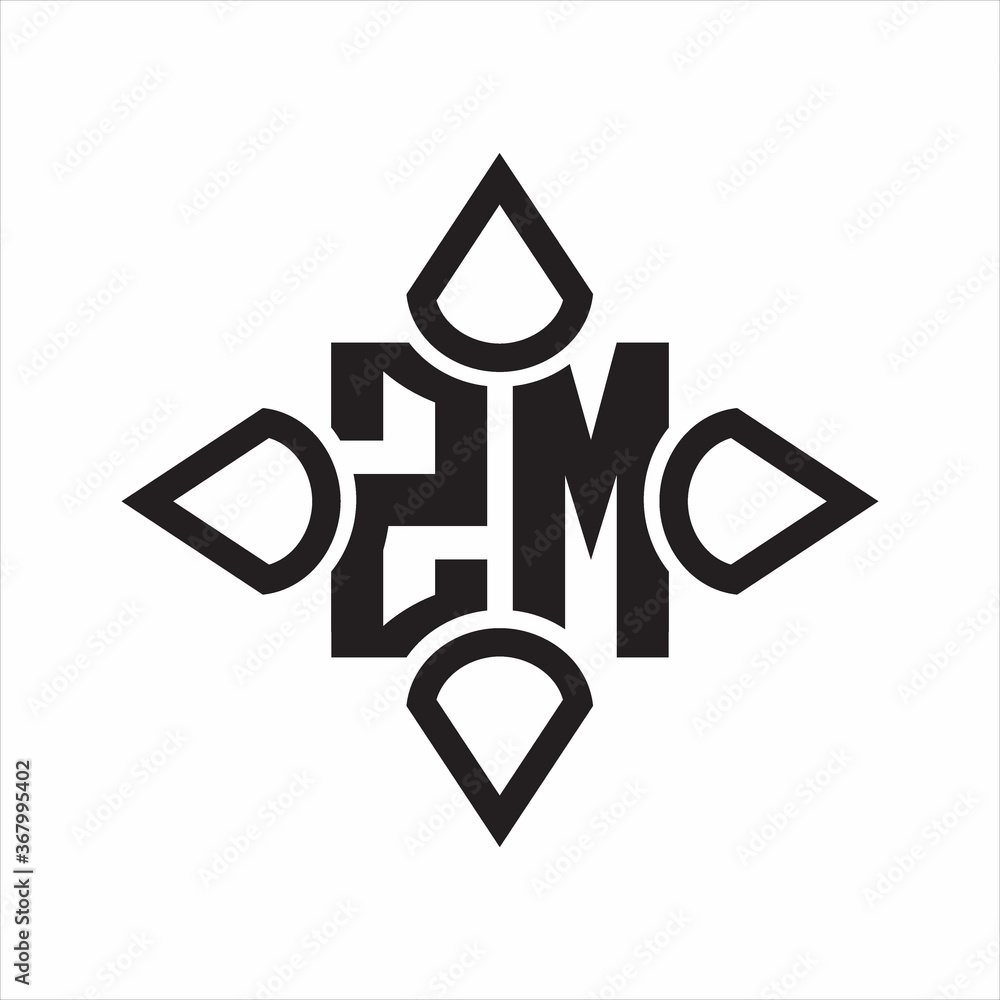 ZM Logo monogram with four cone rounded by the shape design template on white background