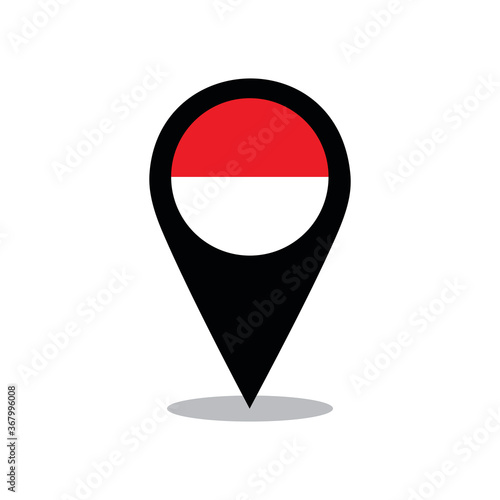 The flag of the country of Indonesia on the map pin. flag vector. Free Download The flag of the country of Indonesia on the map pin. flag vector. - GFXLoad