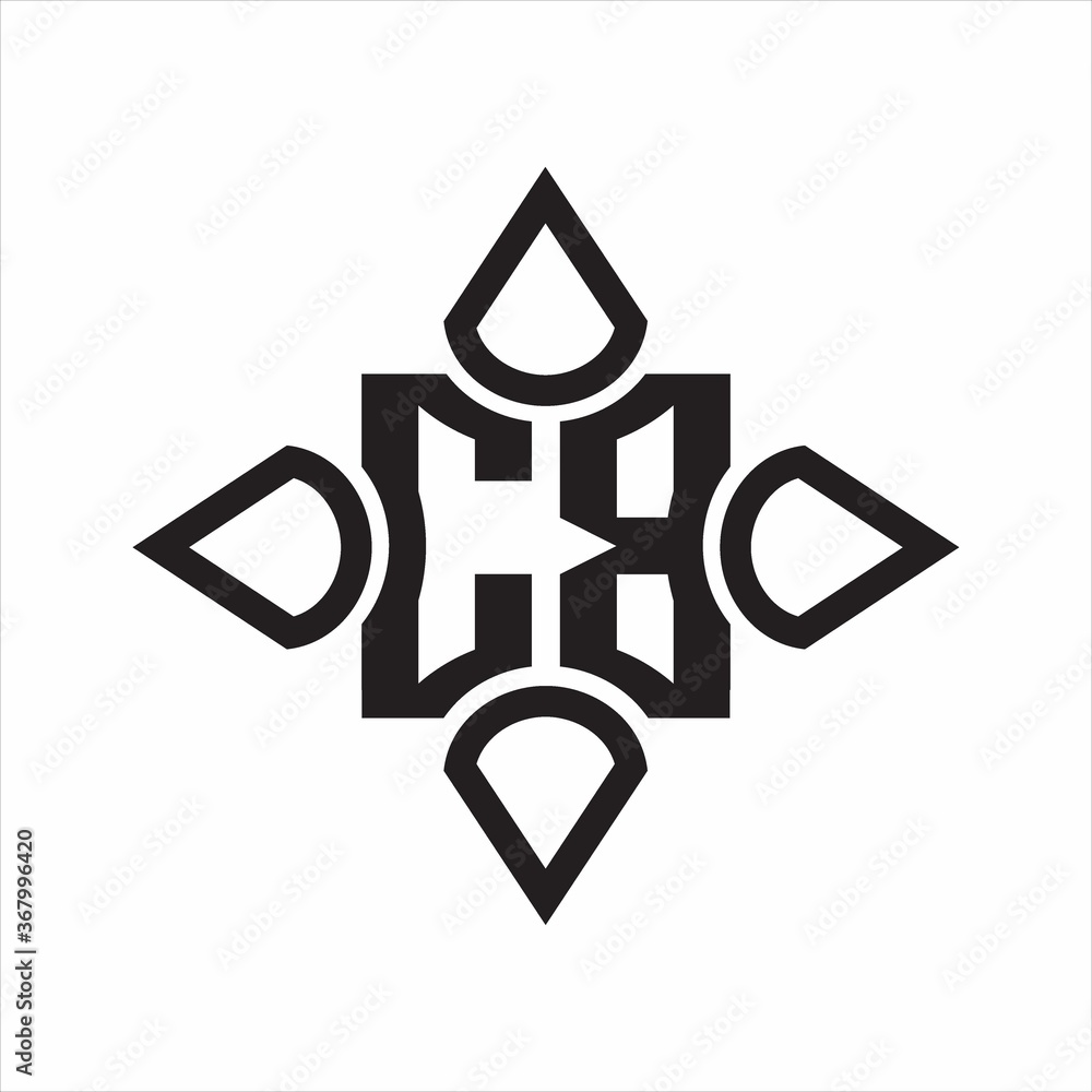 CB Logo monogram with four cone rounded by the shape design template on white background CB Logo monogram with four cone rounded by the shape design template on white background