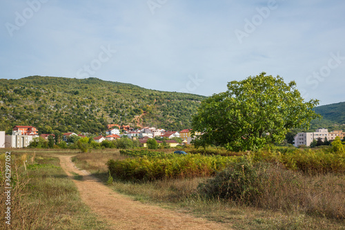 Obraz na płótnie Landscape with view on the city and mountains in Medjugorje, Bosnia and Herzegovina w salonie