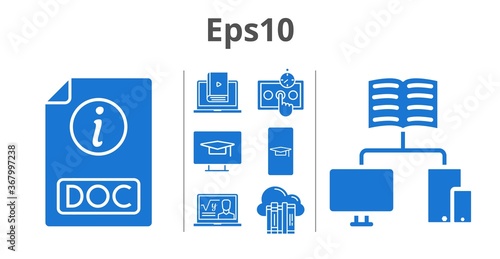 eps10 set. included student-smartphone, cloud, professor, test, learn, school, doc, student-desktop icons. filled styles.