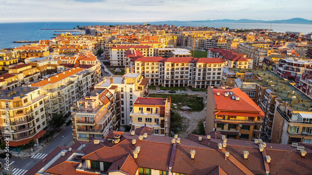 Aerial view of the Pomorie city in Bulgaria