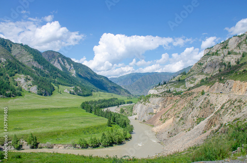 Beautiful landscape of mountain river in Altai in Russia
