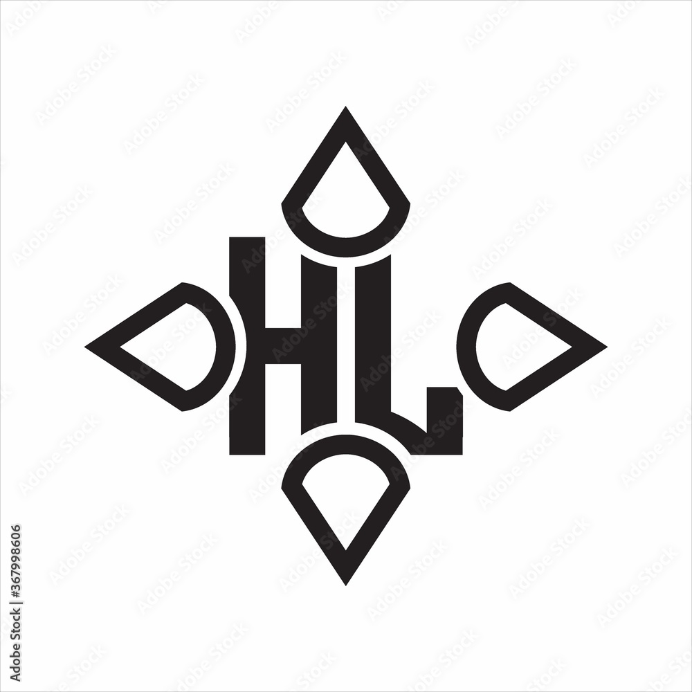 HL Logo monogram with four cone rounded by the shape design template on white background HL Logo monogram with four cone rounded by the shape design template on white background