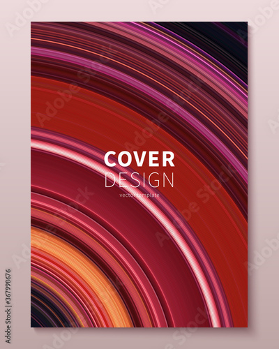 Vector cover design template with gradient color warped lines. Dynamic minimalistic illustration. Modern abstract colorful background for poster, brochure, presentation, magazine etc.