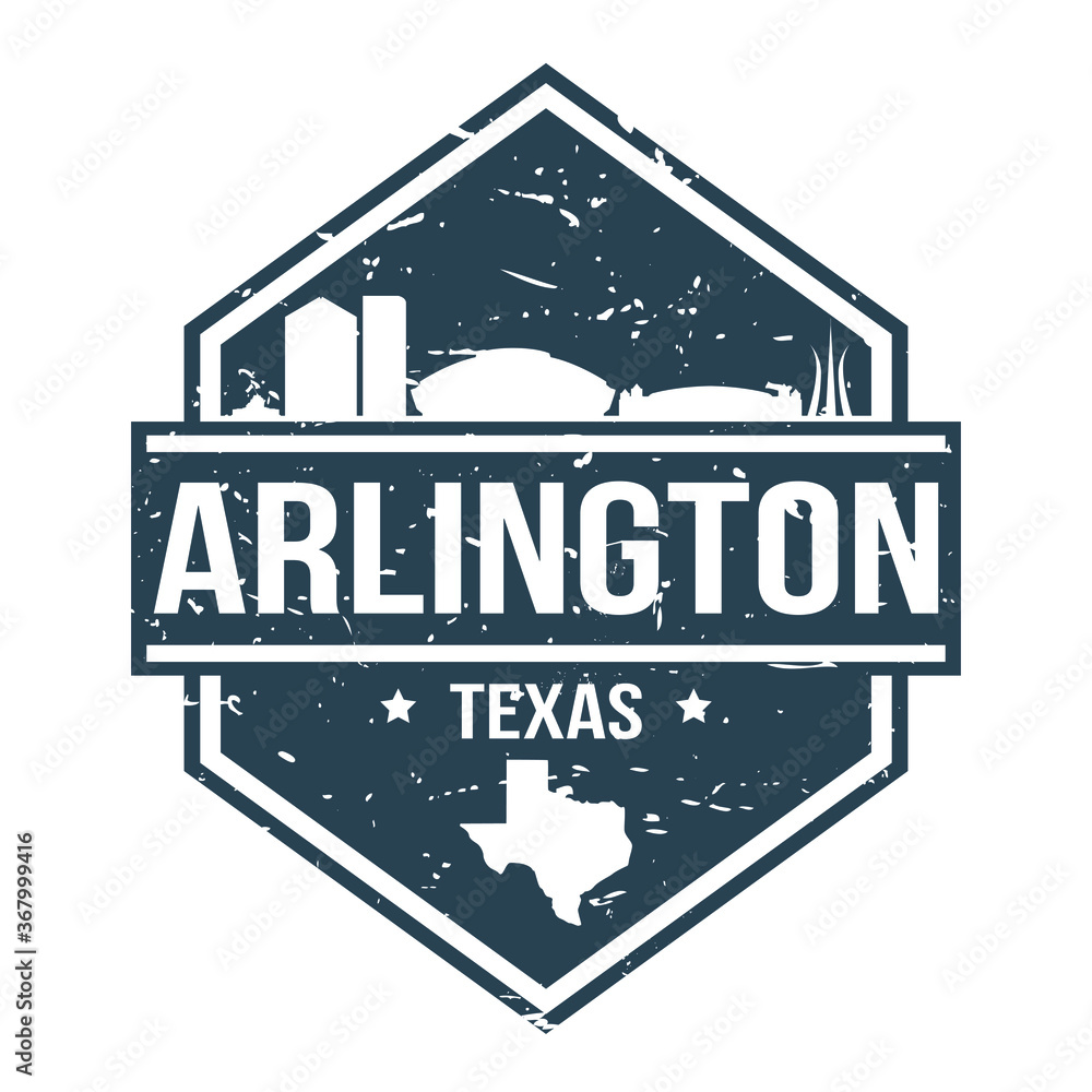 Arlington Texas Travel Stamp Icon Skyline City Design Tourism Badge Rubber.