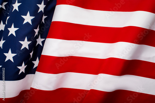 Waving American flag with stars and stripes, independence