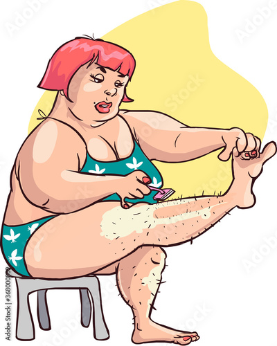 Illustration of a Girl Shaving Her Leg