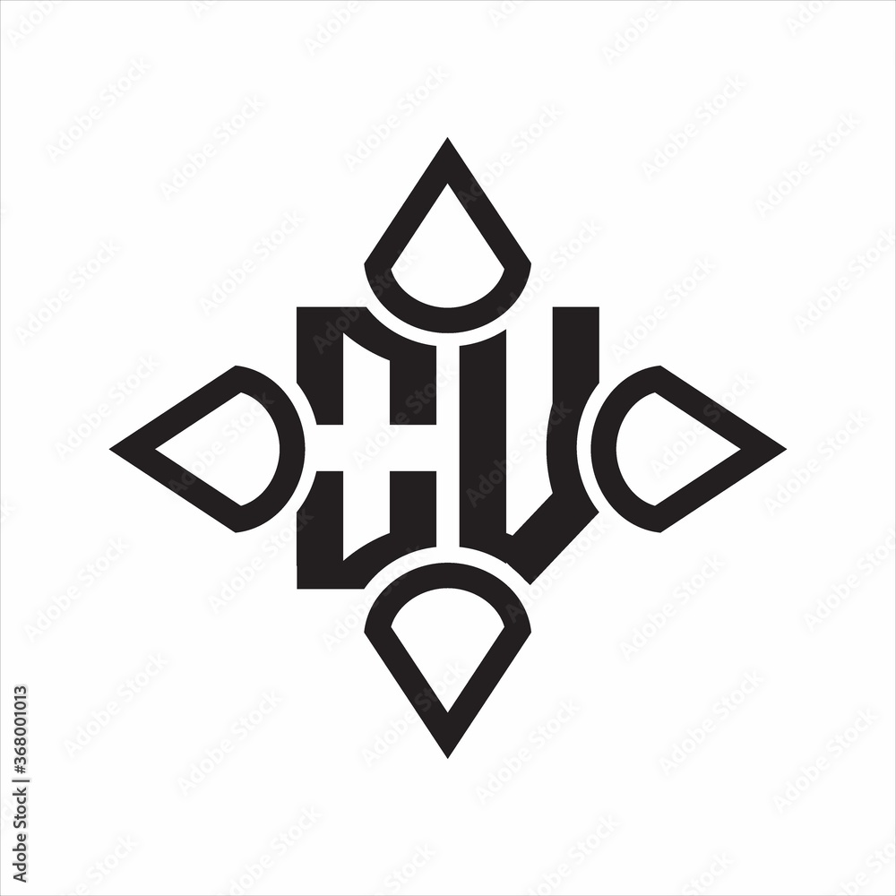 OV Logo monogram with four cone rounded by the shape design template on white background OV Logo monogram with four cone rounded by the shape design template on white background