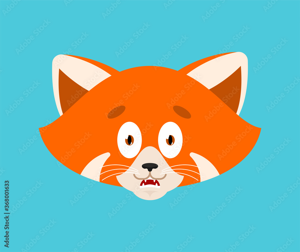 Red panda scared OMG avatar emotion. Wild animal Oh my God emoji. Frightened beast. Vector illustration Red panda scared OMG avatar emotion. Wild animal Oh my God emoji. Frightened beast. Vector illustration