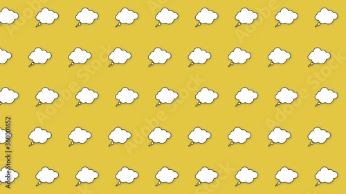 Motion design note in the form of a cloud. Animated element on yellow background