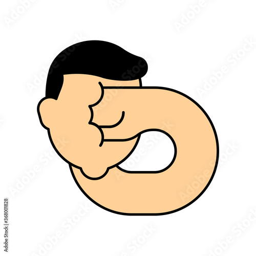 Beat yourself. Punch yourself in face. Self-punishment concept. vector illustration