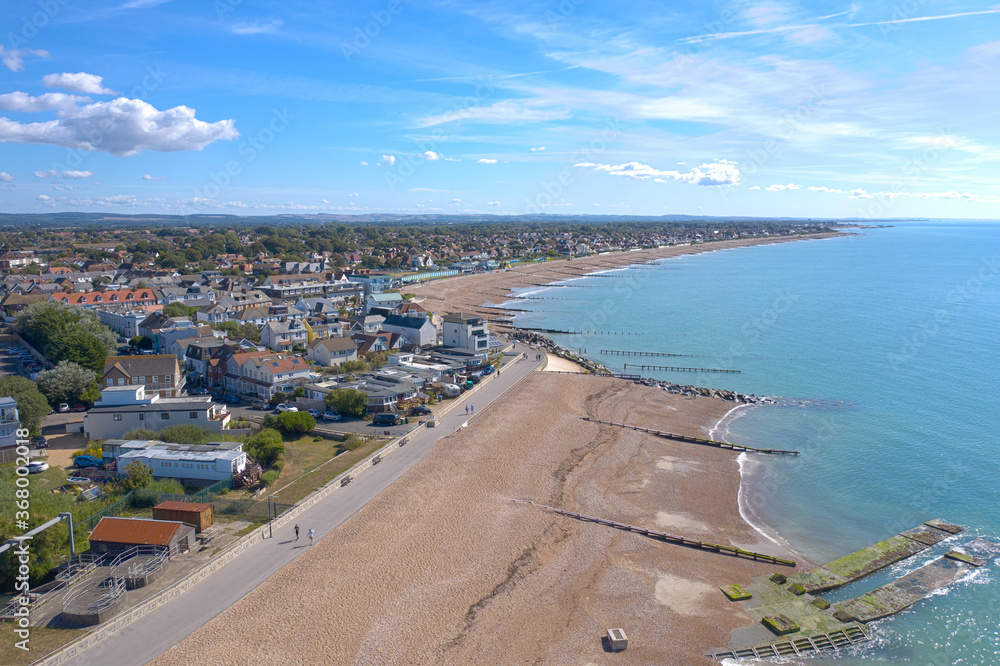 Aerial view of Felpham on the south coast of England in the summer.