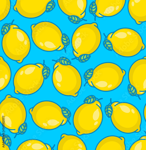 Lemon pattern seamless. Yellow fruit background. Baby fabric texture