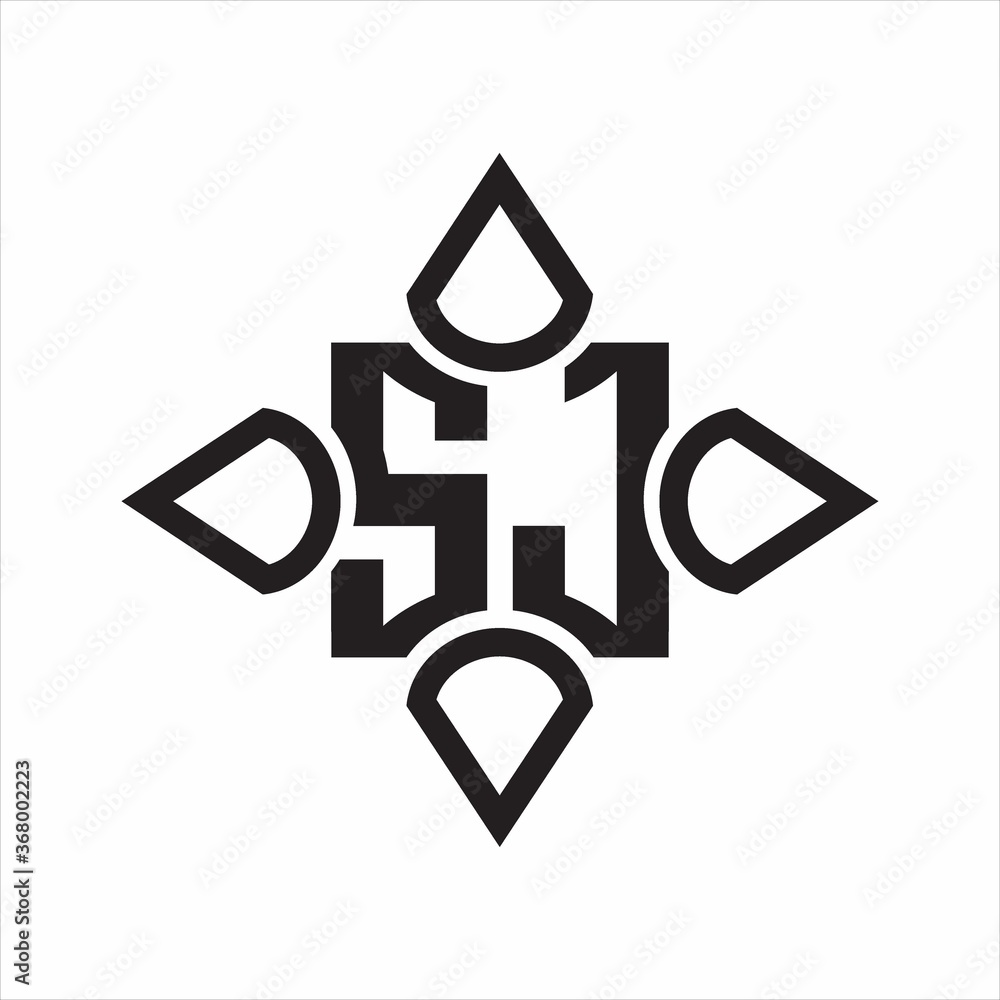 SJ Logo monogram with four cone rounded by the shape design template on white background SJ Logo monogram with four cone rounded by the shape design template on white background