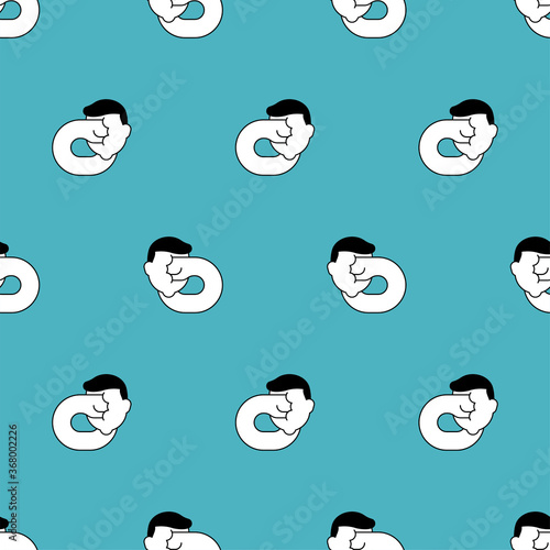 Beat yourself pattern seamless. Punch yourself in face background. Self-punishment concept. vector texture