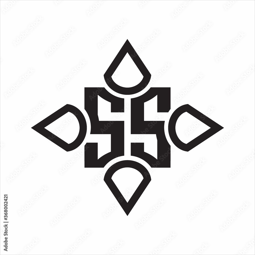 SS Logo monogram with four cone rounded by the shape design template on white background SS Logo monogram with four cone rounded by the shape design template on white background