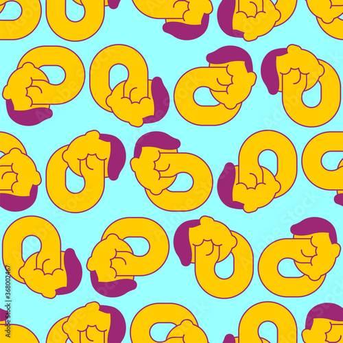 Beat yourself pattern seamless. Punch yourself in face background. Self-punishment concept. vector texture