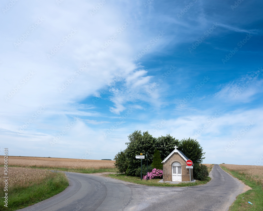 Naklejka premium small roadside chapel in northern france