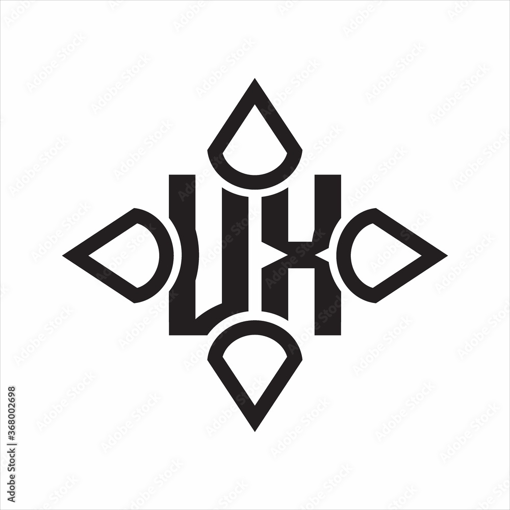 UX Logo monogram with four cone rounded by the shape design template on white background UX Logo monogram with four cone rounded by the shape design template on white background