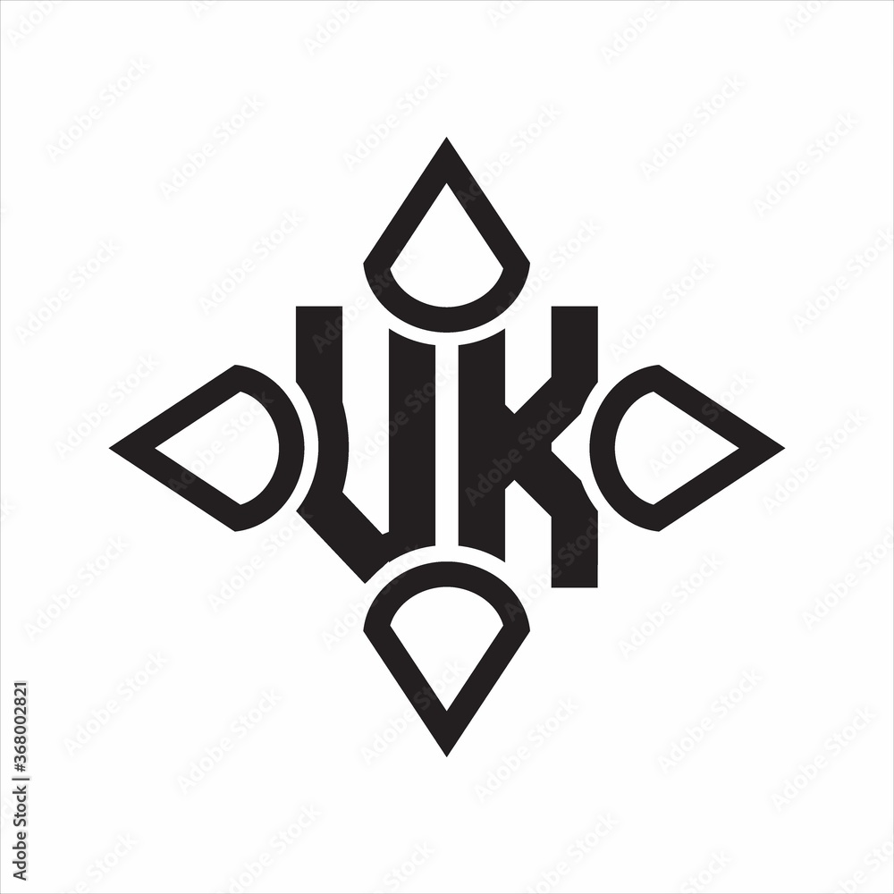 VK Logo monogram with four cone rounded by the shape design template on white background VK Logo monogram with four cone rounded by the shape design template on white background