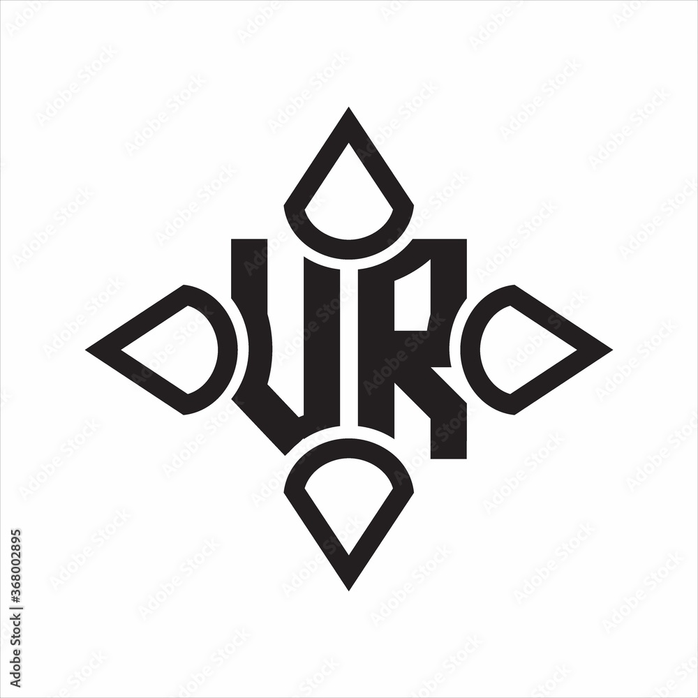 VR Logo monogram with four cone rounded by the shape design template on white background VR Logo monogram with four cone rounded by the shape design template on white background