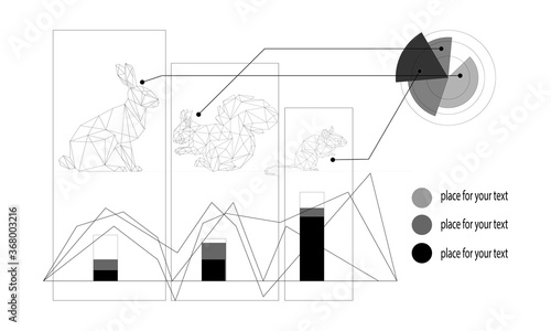 simple line vector polygone art of rodent forest animals. infographics