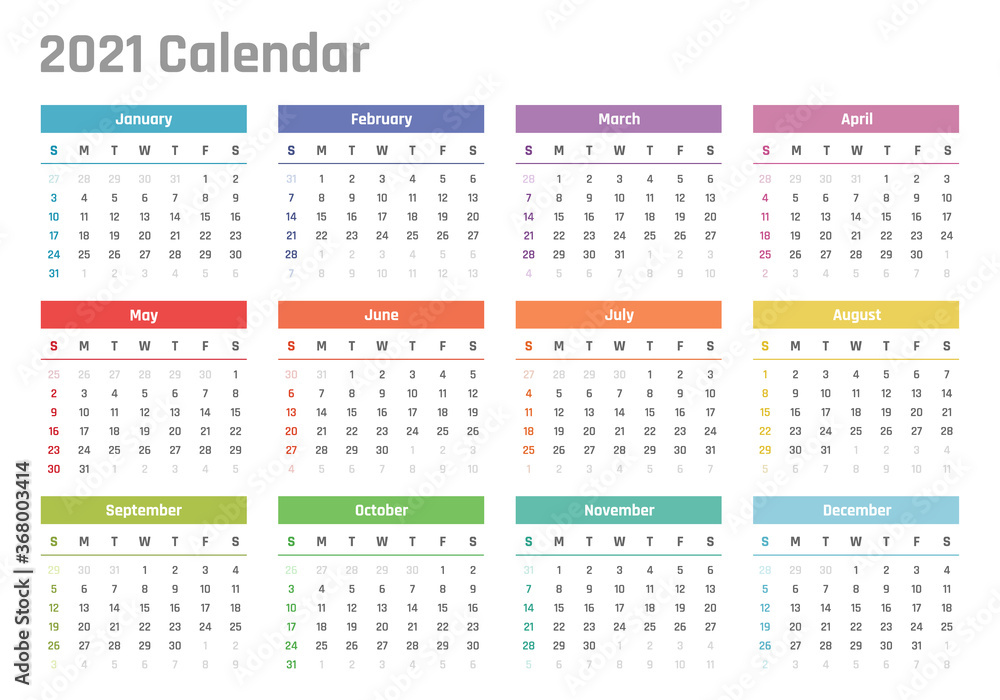 calendar for 2021 starts sunday, vector calendar design 2021 year calendar for 2021 starts sunday, vector calendar design 2021 year