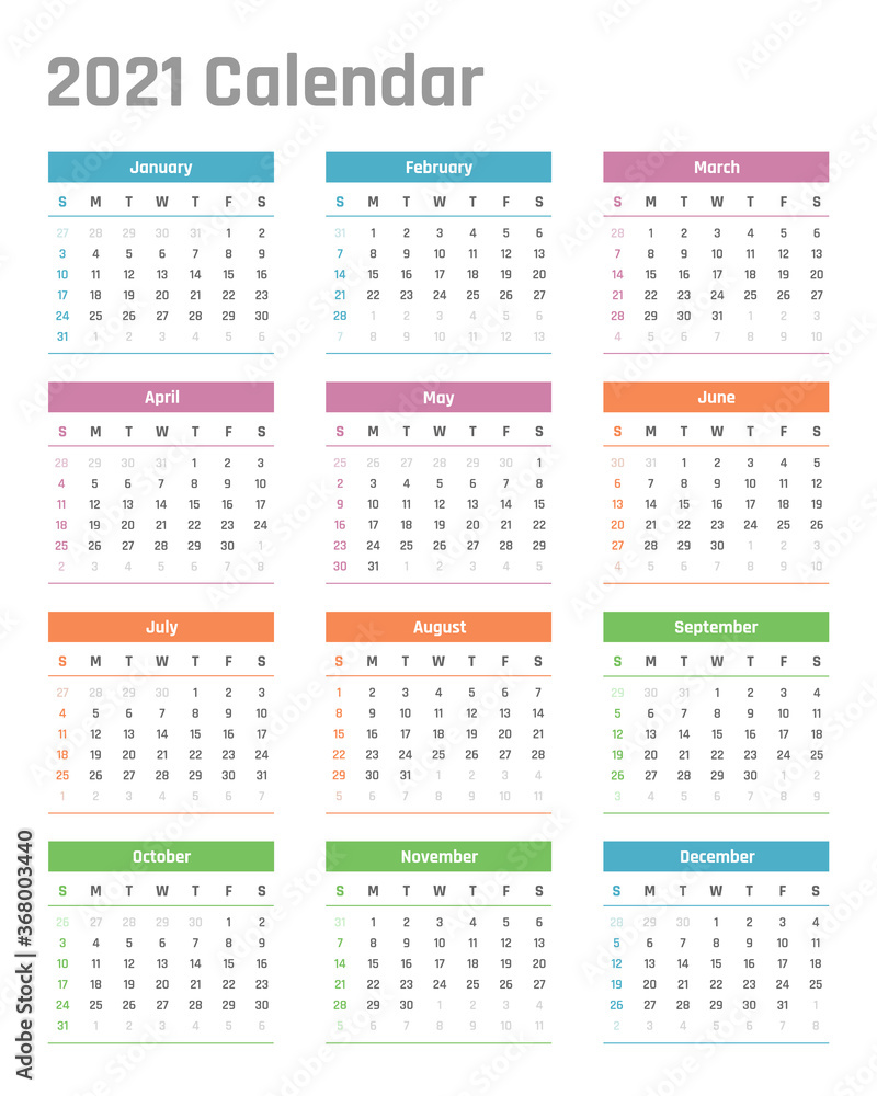 calendar for 2021 starts sunday, vector calendar design 2021 year calendar for 2021 starts sunday, vector calendar design 2021 year