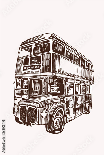 Vector double -decker, vintage illustration, London signtseeing photo