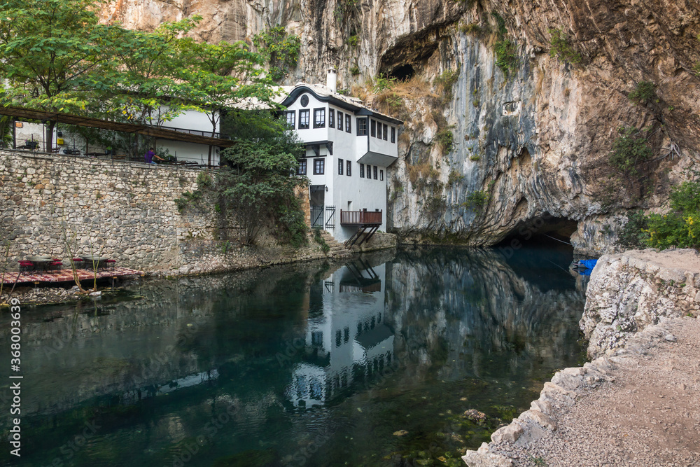 Blagaj Tekija and source Bona river in Blagaj, Bosnia and Herzegovina