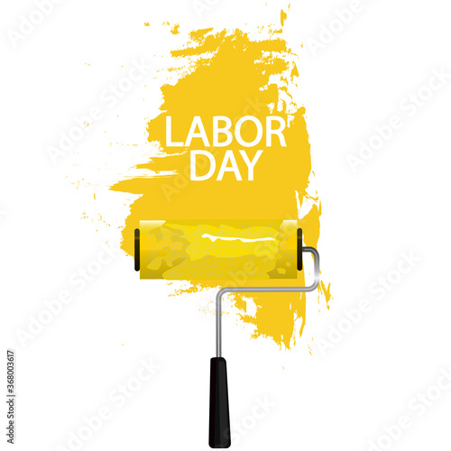 Labor day paint roller, vector art illustration.