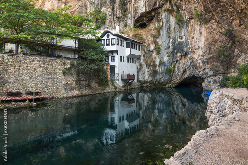 Obraz na płótnie Blagaj Tekija and source Bona river in Blagaj, Bosnia and Herzegovina w salonie