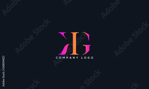 Abstract creative minimal and unique alphabet letter icon logo KG