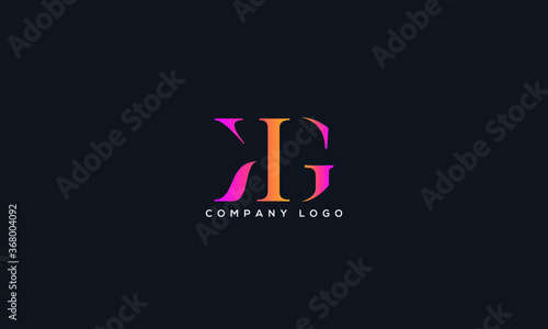 Abstract creative minimal and unique alphabet letter icon logo KG
