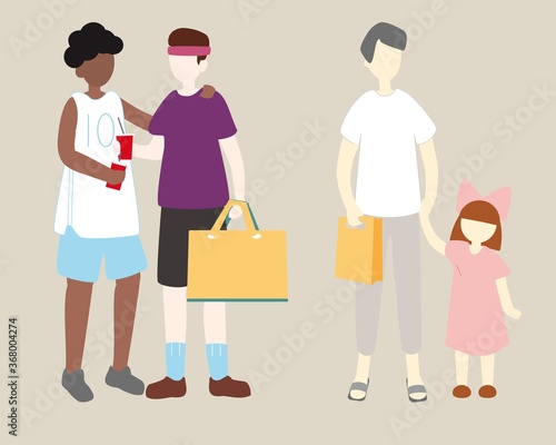 shopping girls vector illustration