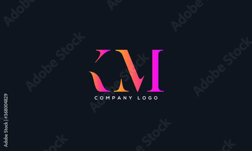 Abstract creative minimal and unique alphabet letter icon logo KM